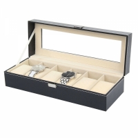 Cutie eleganta pentru organizare ceasuri, cu 6 compartimente, negru, 30 x 11 x 8 cm, bright & homely, BH168